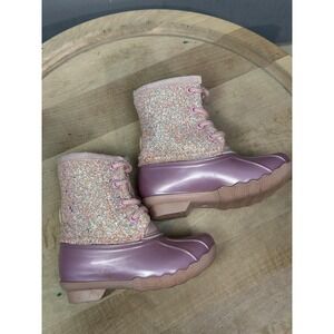 Adrienne‎ Vittadini Bambini Boots Girls Size 6 Glitter Duck Rain Winter Shoes